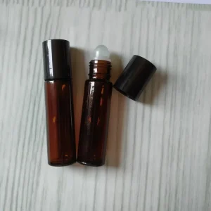 1/3oz. 10ml Clear Amber Cobalt Blue Glass Roll On Bottle Vials with Black Caps and Steel Balls