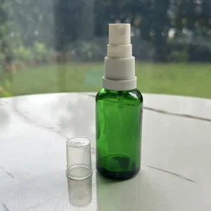 1 oz Travel Refillable No Leak Small Glass Misting Bottle with Tamper Evident White Atomiser Spray for Health Care Wellness