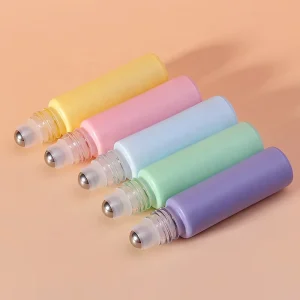 10 ml Colorful Macaron-style Amber Glass Roll-on Bottles Thickened Matte Finish Cosmetics Perfumes Essential