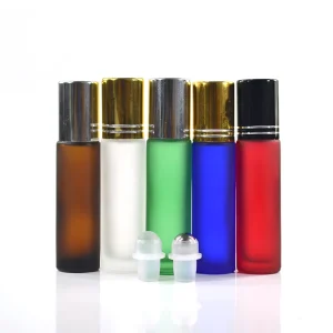10 ml Frost Amber Glass Aromatherapy Stainless Steel Roller Ball Essential Oil Perfume Glass Roll on Bottle