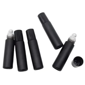 10 ml Small Y Oung Living Perfume Roll on Bottle 10ml Frosted Matte Black Crystal Essential Oil Roller Ball Roll on Glass Bottle