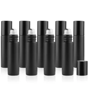 10 ml Small Y Oung Living Perfume Roll on Bottle 10ml Frosted Matte Black Crystal Essential Oil Roller Ball Roll on Glass Bottle