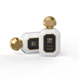 Women’s Perfume Bottle, 100 Milliliters, Sweet Perfume Spray, Gold with Black Cap, Empty Perfume Bottle