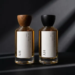 100ml Custom Luxury Thick Glass Perfume Oil Bottle Fine Mist Spray with Natural Wooden Cap