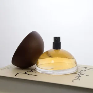 100ml Empty Unique Triangle Shape Transparent Glass Perfume Spray Bottle with Wooden Lid
