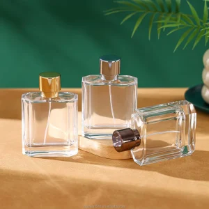 100ml Luxury Men’s Perfume Bottle 3.4oz Clear Square Glass Parfum Metal Cap Pump Sprayer Recyclable