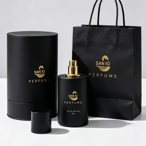 100ml Matte Black White Perfume Glass Bottle Cylindrical Cosmetic Packaging Empty Spray Bottle