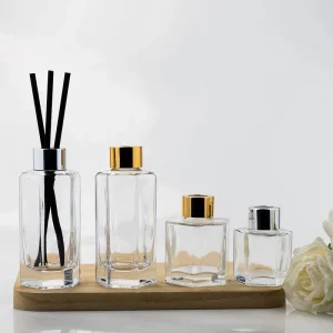 100ml Square Glass Essential Oils Replacement Diffuser Bottles with Screw Cap and Hot Stamping