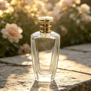 100ml Unique Oval Shape Luxury Men’s Women’s Cologne Bottle with Flower Crown Metal Resin Plastic Lid Perfume Bottle and Cap