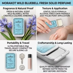 10g Alcohol Free Solid Perfume Freesia Wild Bluebell Floral Scent Leak Proof Mini Metal Tin Travel Pocket Fragrance Balm