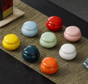 10g Ceramic Balm Jar Foil Wrapped Lid Mini Porcelain Cosmetic Tea Honey Storage Container