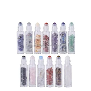 10ml 0.5oz 15ml Amber Frosted Natural Crystal Gemstone Roller Ball Perfume Bottle Essential Oil Marble
