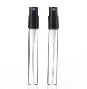 10ml 15ml 20ml 25ml 30ml 40ml 50ml 60ml Clear Tubular Glass Jar Vial with Roll on Aluminum Cap Screen Printed Cosmetic