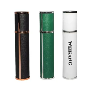 10ml 15ml Travel Cosmetic Sample Bottle with Pump Sprayer Cylinder Lambskin Stick Hot Stamping for Water or Perfume