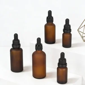 10ml 20ml 30ml 100ml Amber Frosted Glass Essential Oil Bottle with Child Resistant Dropper Cap Refillable Aromatherapy Container