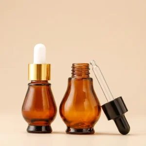 10ml 20ml 30ml 50ml 100ml Amber Glass Gourd Shape Screw Cap Screen Printed Dropper Bottle for Essential Oil Serum