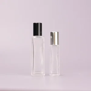 10ml 20ml Square Clear Glass Roll on Bottle Essential Oil and Perfume Container
