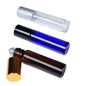 10ml 5ml Amber Blue Bottles Perfume Essential Oil Clear 15ml Roller Roll On Glass Bottle with Metal Ball Lid