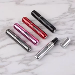 10ml Aluminum Perfume Bottle Hot Stamping Surface Travel Size Pocket Perfume Spray Bottles with Crimping Feature
