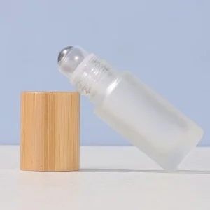 10ml Amber Blue Glass Roller Bottle Essential Oil Roll-on Bottle with Bamboo Wood Grain Lid