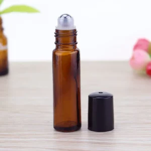 10ml Amber Color Round Glass Roll on Bottle with Glass Ball for Essential Oils Perfume