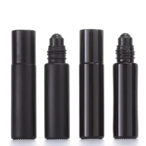 10ml Black Glass Perfume Deodorant Roll On Bottle Stainless Steel Roll for Custom Logo Screen Printed 100pcs MOQ
