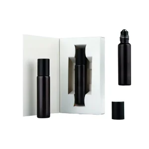 10ml Black Glass Roll on Perfume Bottles with Metal Roller and Black Cap for Essential Oil Aromatherapy