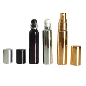 10ml Black Gold Silver Glass Spray Roll on Bottle for Cosmetic Atomizer Empty Packaging Electroplate Refillable Perfume Bottle