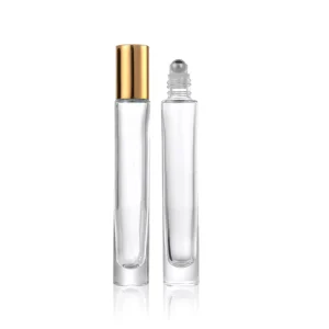 10ml Clear Glass Perfume Roller Bottle with Metal for Custom Color Screen Printing