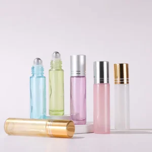 10ml Colored Glass Perfume Roll on Bottle With Stainless Steel Metal Roller Ball