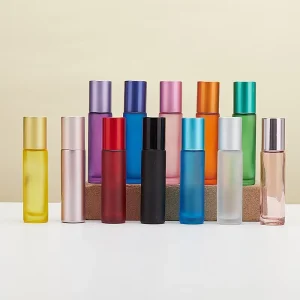 10ml Colored Glass Roller for Essential Oil Perfume Bottle Portable Refillable Empty with Lid Model 6