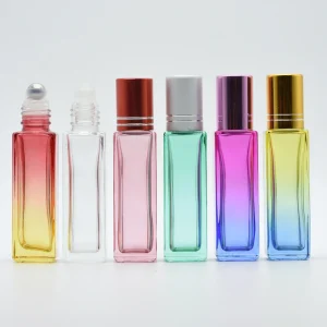10ml Colorful Gradual Square Essential Oil Perfume Roller Bottles