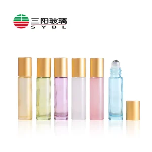 10ml Colorful Pearl Ball Bottle Colored Roll On Essential Oil Bottle Pink Purple Color Cosmetics Dispensing Matte Gold Lid Cap