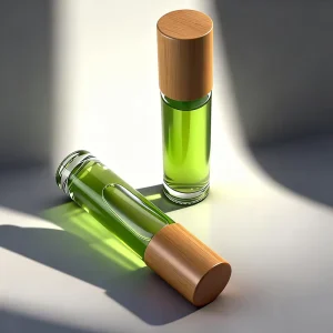 10ml Cylindrical Glass Roll on Bottle with Bamboo Lid for Perfume Essential Oil Packaging