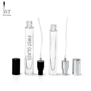 10ml Empty Square Bottom Refillable Spray Glass Screw Cap Mist Perfume Bottle Packaging