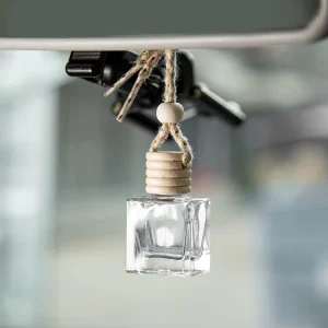 10ml Flat Square Clear Empty Glass Hanging Car Perfume Bottle Auto Ornament Essential Oil Diffuser Automobile Bottle