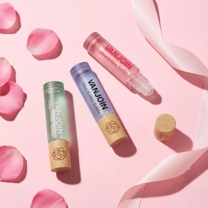 10ml Frosted Glass Roll on Bottle with Wooden Cap Colorful Essential Oil Roller Bottle for Perfume Aromatherapy Travel