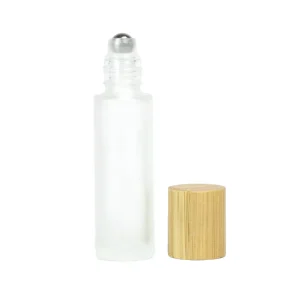 10ml Frosted Glass Round Essential Oil Roller Bottle with Cap with Brush Mini Refillable Perfume Roll On