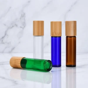 10ml Glass Roller Bottles Wood Grain Cap Refillable Travel Size for Essential Oils Perfumes Lip Oils Skin Care Serum