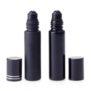 10ml Glossy Matte Finish Frosted Black Glass Roll On Essential Oil Bottle