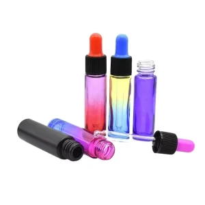 10ml Gradient Colorful Dropper Glass Bottle for Perfume Lotion Essential Oil Cosmetic Packaging Dropper Bottle