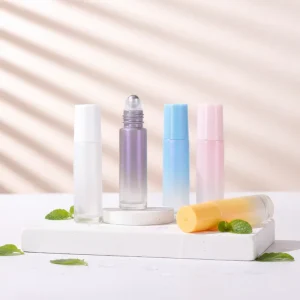 10ml Gradient Pearl Colored Glass Roll on Perfume Bottle with Steel Roller Cap Screw Cap
