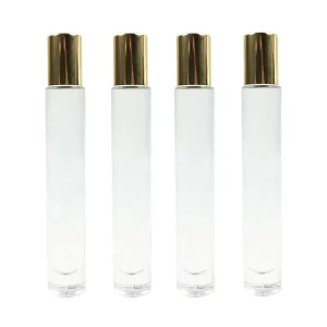 10ml High Quality Roll on Perfume Bottle Thick Bottom Roller Ball Glass Bottle Roll on Oil Bottle with Gold Screw Cap