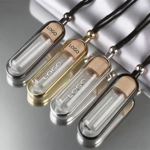 10ml High end Vehicle mounted Gold Bar Shaped Glass Perfume Pendant Empty with Spray Cap Customizable Engraving & Hot Stamping