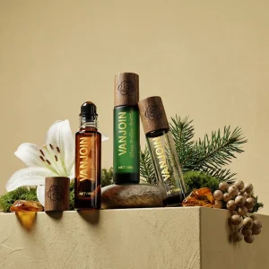 10ml Luxury Amber Green Matte Glass Roller Bottle Perfume Aromatherapy Bottle with Wooden Cap