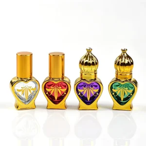 10ml Luxury Custom Essential Oil Glass Spray Bottles Gold Body Massage Arabic Perfume Oil Pump Sprayer Screen Printed Unique