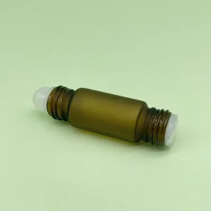 10ml Matte Amber Glass Double End Roller Bottle with Bright Gold Lid Essential Oil Perfume Roll On for Skin Care Packaging