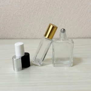 10ml Men’s Essential Fragrance Body Oil Flat Square Glass Bottle Gold Lids Roll-on Perfume Roller for Ball Facial Clean