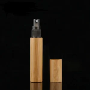 10ml Natural Bamboo Glass Bottle with Carved Logo Perfume Black Sprayer Lid