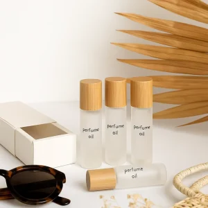 10ml Perfume Roll On Bottle 5ml Frosted Glass Roller Bottle with Bamboo Lids Essential Oil Roller
